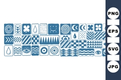 Abstract Blue Geometric Pattern Clipart Set Bundle Product Image 1