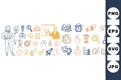 Hand Drawn Educational Doodle Icon Clipart Bundle Product Image 1