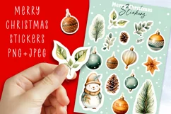 Merry Christmas Stickers |Png/Jpeg Print and cut Product Image 1