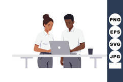 Two colleagues working together on laptop in office environm Product Image 1