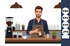 Barista Preparing Coffee in Modern Cafe with Coffee Grinder Product Image 1