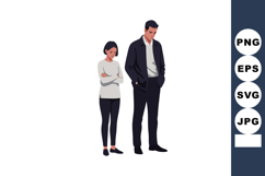 Young man and woman standing with thoughtful expressions vec Product Image 1