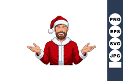 Man in red Santa Claus costume with open arms festive Christ Product Image 1