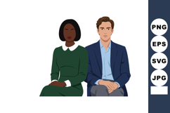 Diverse business man and woman sitting together in formal at Product Image 1