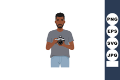 Man holding camera taking photograph in casual clothing vect Product Image 1