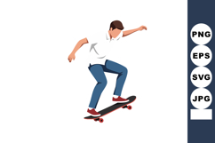 Skateboarder performing trick in casual clothes vector illus Product Image 1