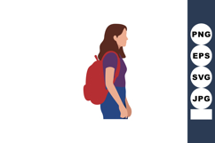 Woman with red backpack walking side view vector illustratio Product Image 1