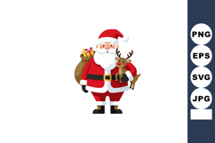 Santa Claus with sack and reindeer cartoon vector for Christ Product Image 1