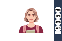 Young woman student with backpack and book vector illustrati Product Image 1