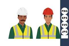 Two construction workers wearing safety helmets and reflecti Product Image 1