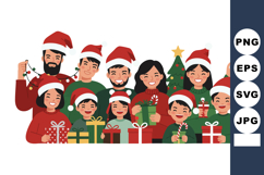Group of Diverse People Wearing Santa Hats Celebrating Chris Product Image 1