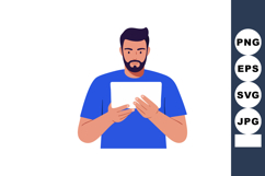 Man in blue shirt using digital tablet technology vector ill Product Image 1