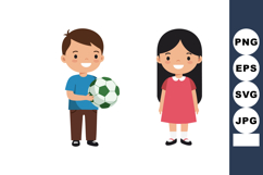 Two children smiling with boy holding green and white soccer Product Image 1