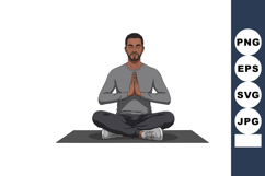 Man Meditating in Lotus Pose on Mat for Relaxation and Mindf Product Image 1
