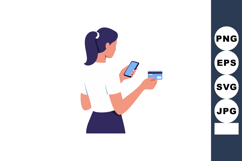 Woman holding smartphone and credit card online payment tran Product Image 1