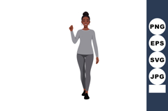 Confident woman walking forward in casual grey outfit vector Product Image 1