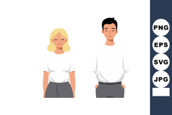 Young man and woman standing side by side casual clothing ve Product Image 1