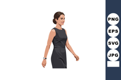 Businesswoman walking confidently in black dress vector illu Product Image 1