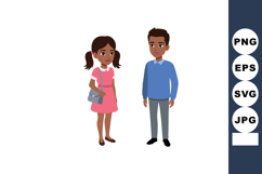 Young Girl and Boy Casual Standing Together Vector Illustrat Product Image 1