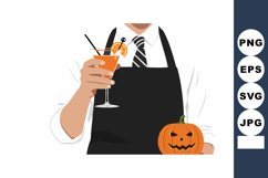 Bartender holding cocktail glass and pumpkin for Halloween c Product Image 1