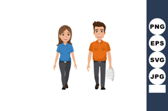 Young man and woman walking casually in casual clothes vecto Product Image 1