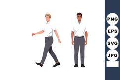 Young men walking and standing in casual clothes vector illu Product Image 1