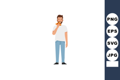 Man enjoying pizza snack casual clothing vector illustration Product Image 1