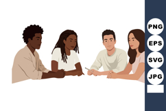 Diverse group of young people sitting and discussing togethe Product Image 1