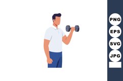 Man lifting dumbbell in fitness exercise workout vector illu Product Image 1