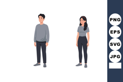 Young man and woman standing casual pose vector illustration Product Image 1