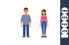 Male and Female Characters Casual Fashion Vector Illustratio Product Image 1