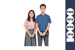 Young man and woman standing together casual clothing digita Product Image 1