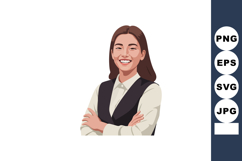 Confident businesswoman with crossed arms smiling vector ill Product Image 1