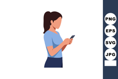 Woman using smartphone in casual outfit vector illustration Product Image 1