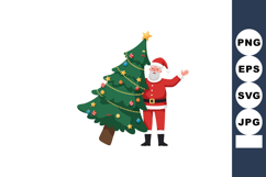 Santa Claus standing near decorated Christmas tree with star Product Image 1