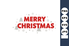 Merry Christmas holiday greeting with snowflakes and pine tr Product Image 1