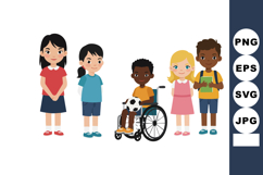 Diverse group of children with one child using wheelchair pl Product Image 1