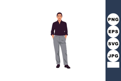 Standing man in casual outfit with hands in pockets vector i Product Image 1