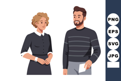 Two people having friendly conversation in casual clothing v Product Image 1