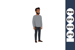 Bearded man standing casual style wearing grey shirt and bla Product Image 1