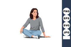 Young woman sitting casually on floor in relaxed pose vector Product Image 1