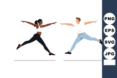 Couple practicing dynamic dance poses in black and white clo Product Image 1