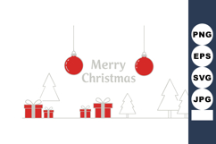 Christmas themed red ornaments gift boxes and trees festive Product Image 1