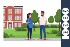 Two young people standing outdoors near urban building with Product Image 1