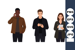 Diverse Group of People Using Mobile Phones and Tablet in Ca Product Image 1