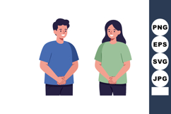 Two people standing side by side in casual clothes vector il Product Image 1