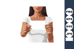 Woman holding blank white card with both hands in front of t Product Image 1