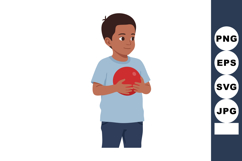 Boy holding red ball standing in casual clothes vector illus Product Image 1