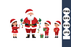 Santa Claus with children celebrating Christmas with gifts a Product Image 1