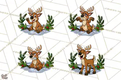 Merry Moods Reindeer Christmas Clipart | Funny Holiday Png Product Image 1